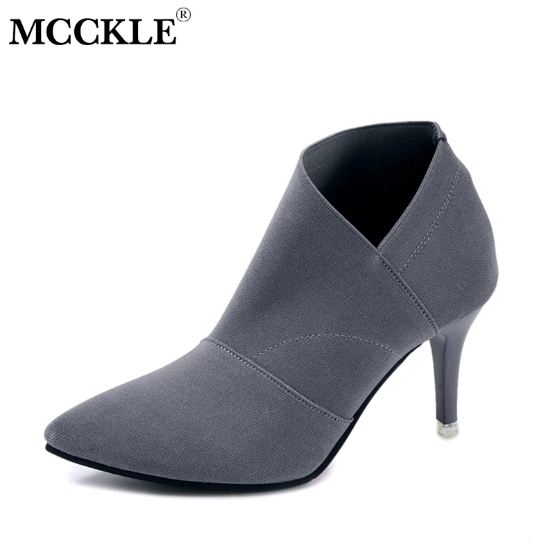MCCKLE/женские модные туфли-лодочки на высоком каблуке с острым носком; весенние туфли; женские повседневные туфли на тонком каблуке без