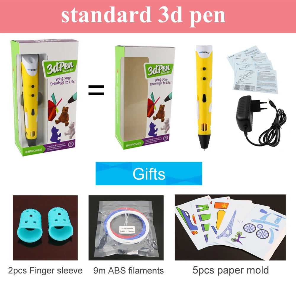 Myriwell 3D Ручка 25 м или 50 м или 100 м 1,75 мм ABS нить оригинальная DIY 3D ручка для печати 3D ручки для детей подарок 3D Ручка для рисования