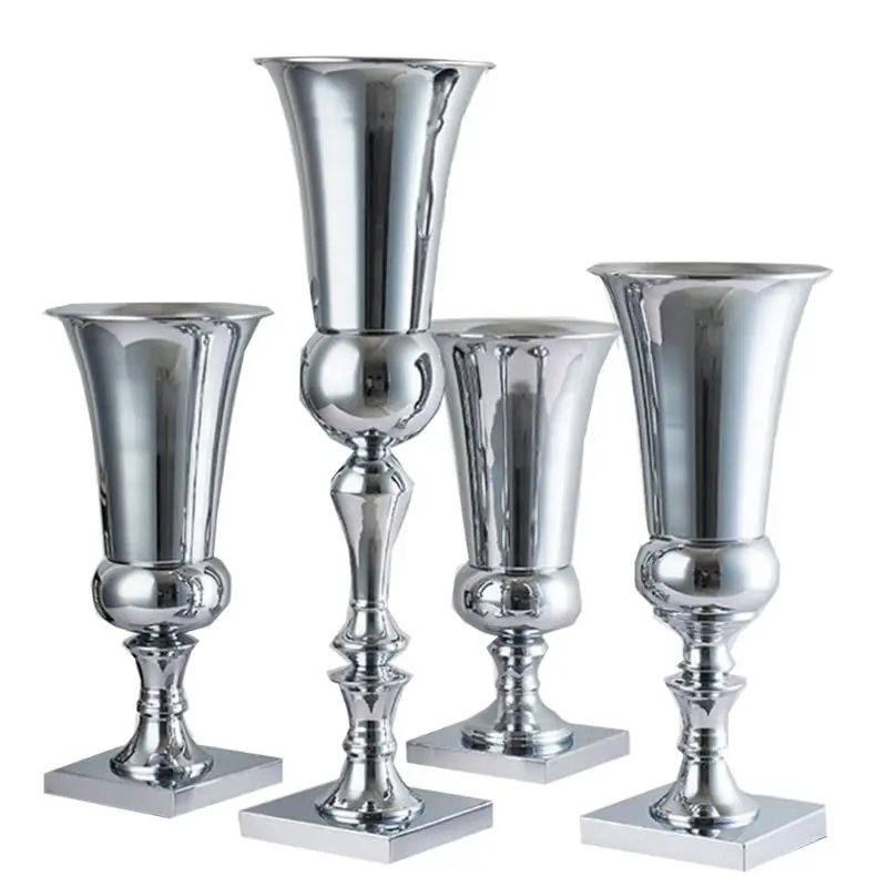 S/M/L Silver Gold Stunning Iron Luxury Flower Wedding Vase Table XMAS Home Decor 