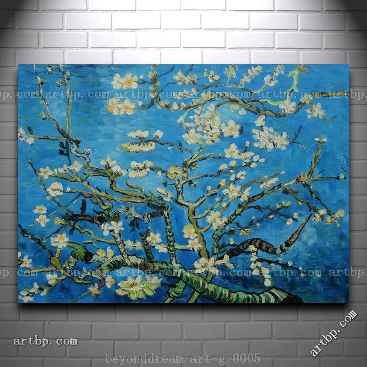 Ramas de árbol de almendra en flor de Van Gogh pintura al óleo
