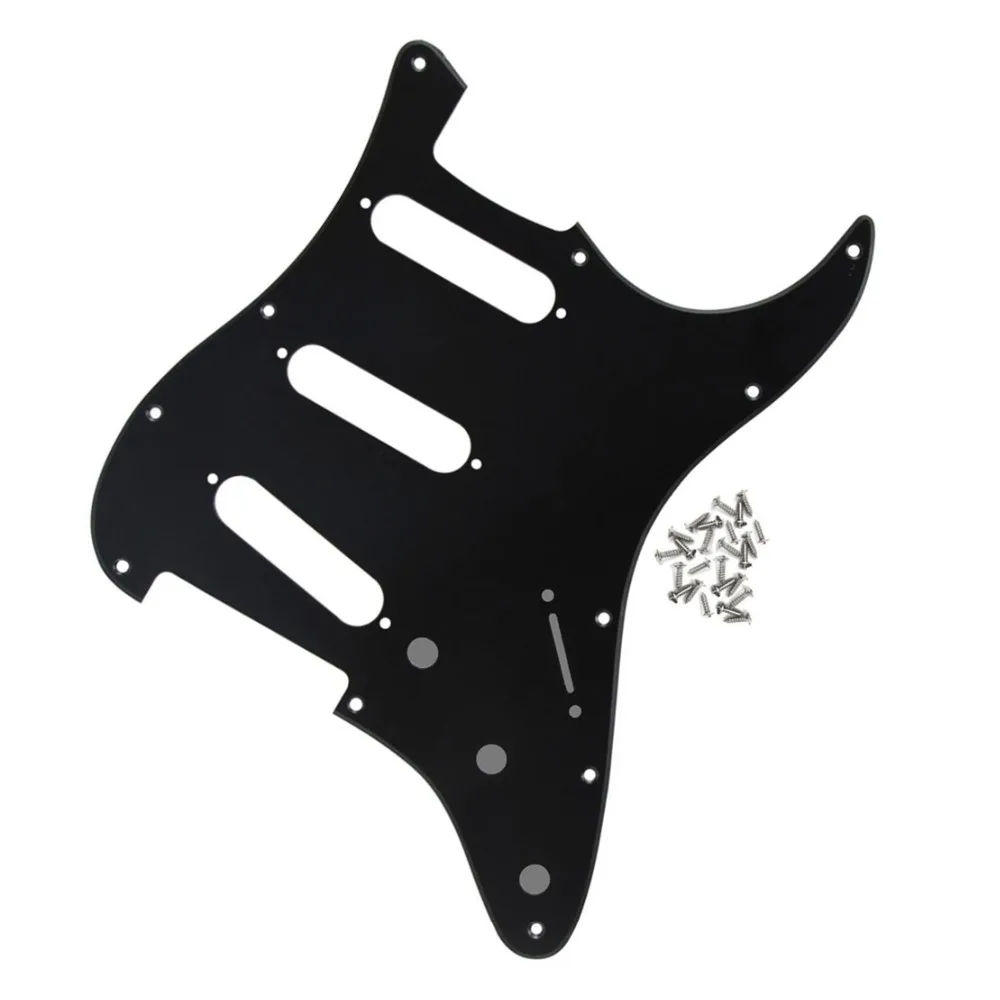 NEW 11 Holes Electric Guitar Pickguard Strat SSS 1Ply Matt Black with