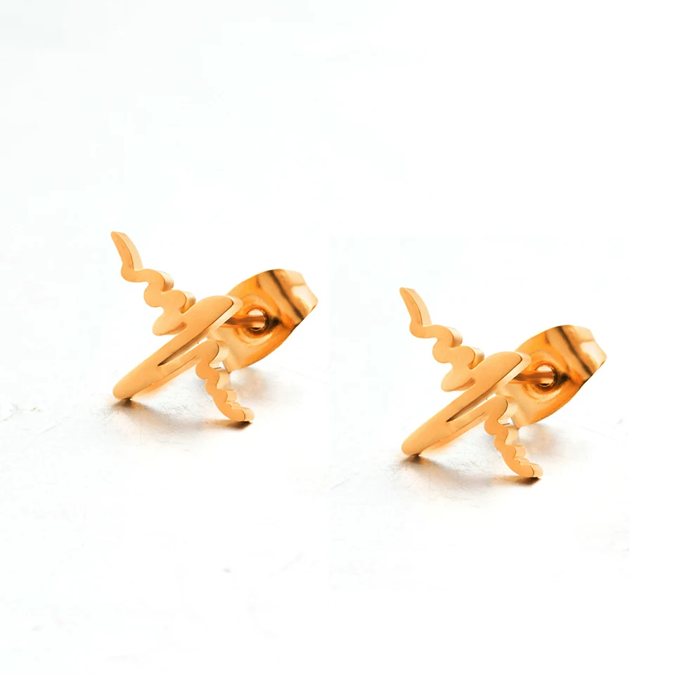 Различные золотые серьги-гвоздики из нержавеющей стали для женщин и девушек модные минималистичные серьги гвоздики ювелирные изделия подарки - Окраска металла: Golden ECG