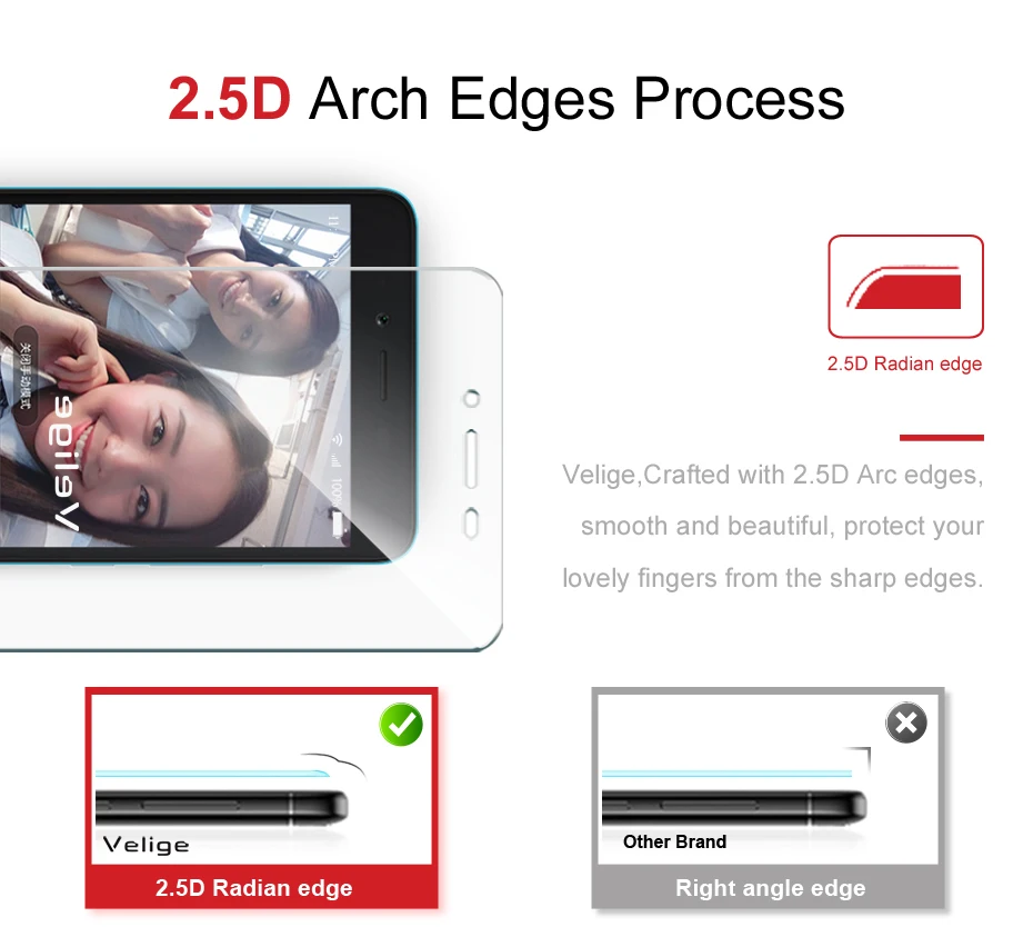 2 Pack Velige Tempered Glass Screen Protector For Xiaomi Redmi Note 2 Xiomi Redmi Note2 9H 2.5D Bubble-Free Glass Film (8)