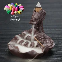 20 шт. благовония конусы+ обратная ароматическая горелка творческий домашний Декор керамическая курильница в виде дракона держатель для ароматических палочек