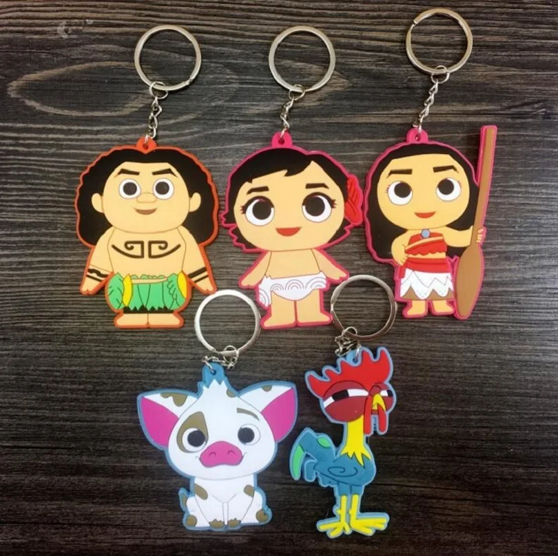 

Cartoon Movie Princess Moana Keychain Keyring Action figure Maui Adventure Heihei Hanhan Pua Pig Accessories Key Rings Gift Toys
