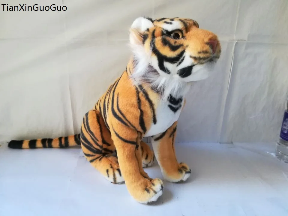 Большой 45x35 см Моделирование желтый тигр плюшевые игрушки на корточках Тигр кукла подушка Рождественский подарок s2200