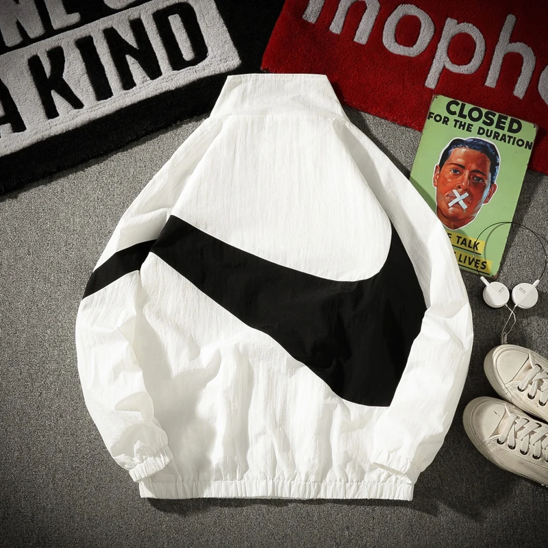 RUELK Mens Jackets Hip-Hop Outwear Autumn Fashion Hit Color Casual Streetwear Male Thin Jacket Coat Spring Streetwear Vinta