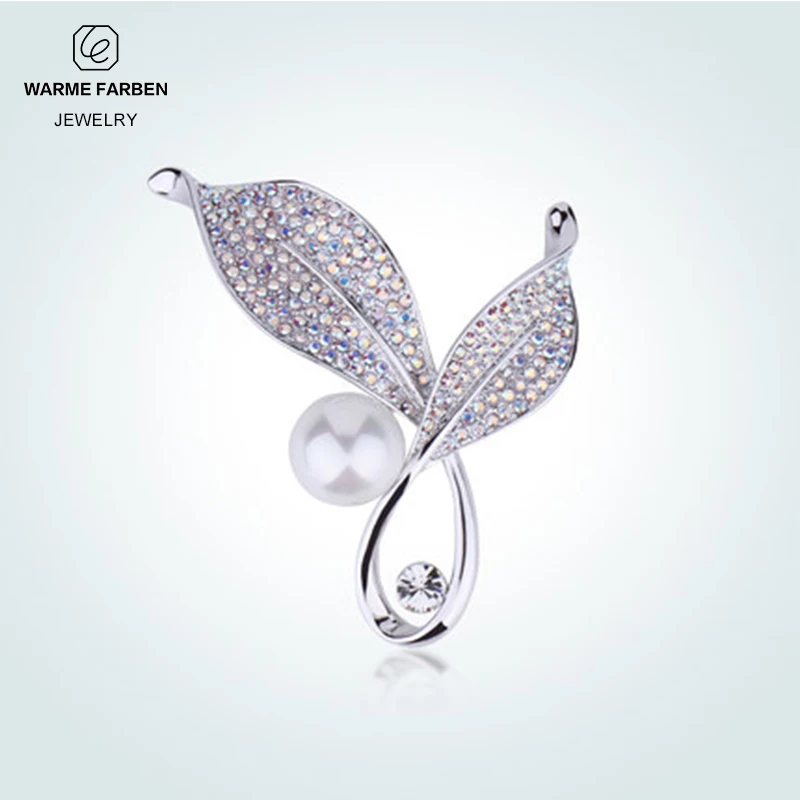 

Warme Farben Women 's Pearl Brooches Trendy Crystal from SWAROVSKI Jewelry Sweater Shirt Pins Brooches for Lady Christmas Gifts