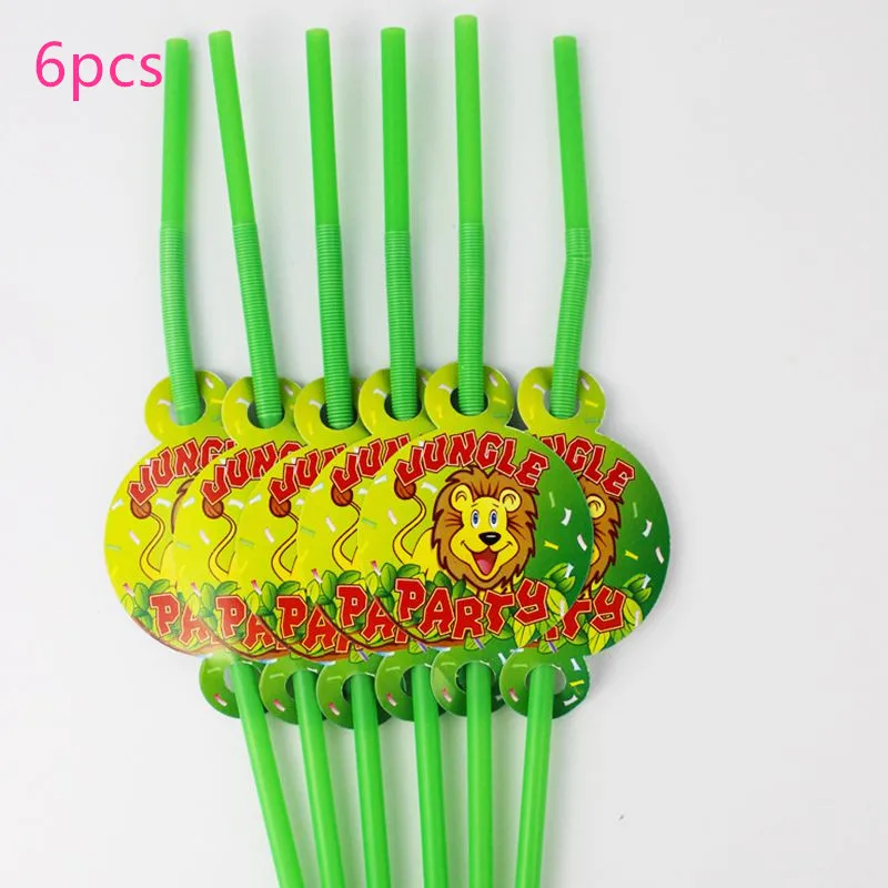 

Safari Party Animals Straw 6PCS Paper Straws Jungle Birthday Party Festive Supplies Decoration Paper Drinking Straws Holiday