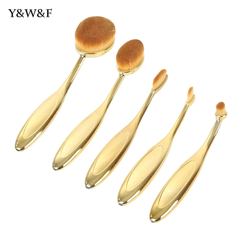 

Professional 5Pcs Makeup Brushes Toothbrush Shape Oval Brush Contour Powder Blush Foundation Brush Set Make Up Beauty Tool Kit