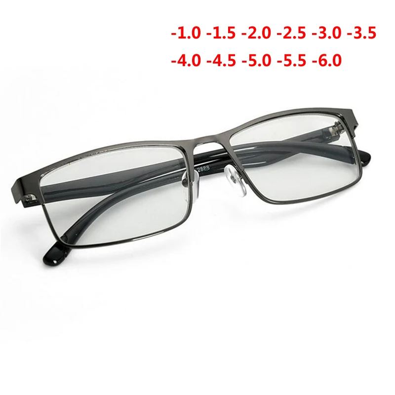 1-1,5-2-2,5-3-3,5-4 до-6,0 готовые очки для близорукости для женщин и мужчин Ретро металлическая оправа квадратные студенческие очки для близорукости для унисекс