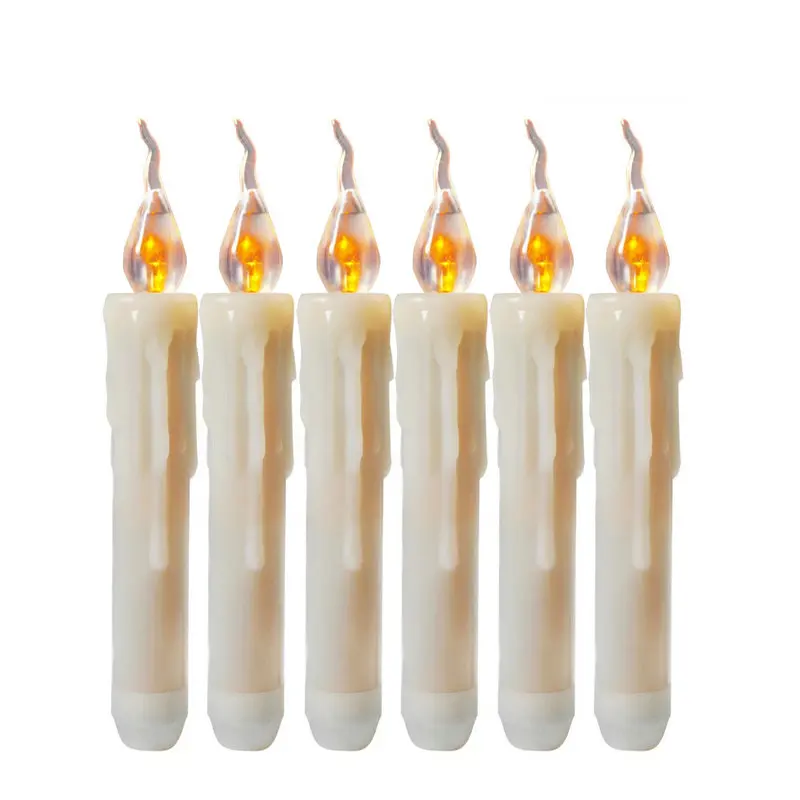 6pcs LED Taper Battery Operated Flameless Candle Lamp Dipped Flickering Electric Pillar Candles