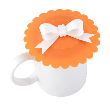 1 шт., милый силиконовый чехол с бантиком, кофейное всасывающее уплотнение, крышка, герметичная любовь, креативные подарки для подруги - Цвет: Orange