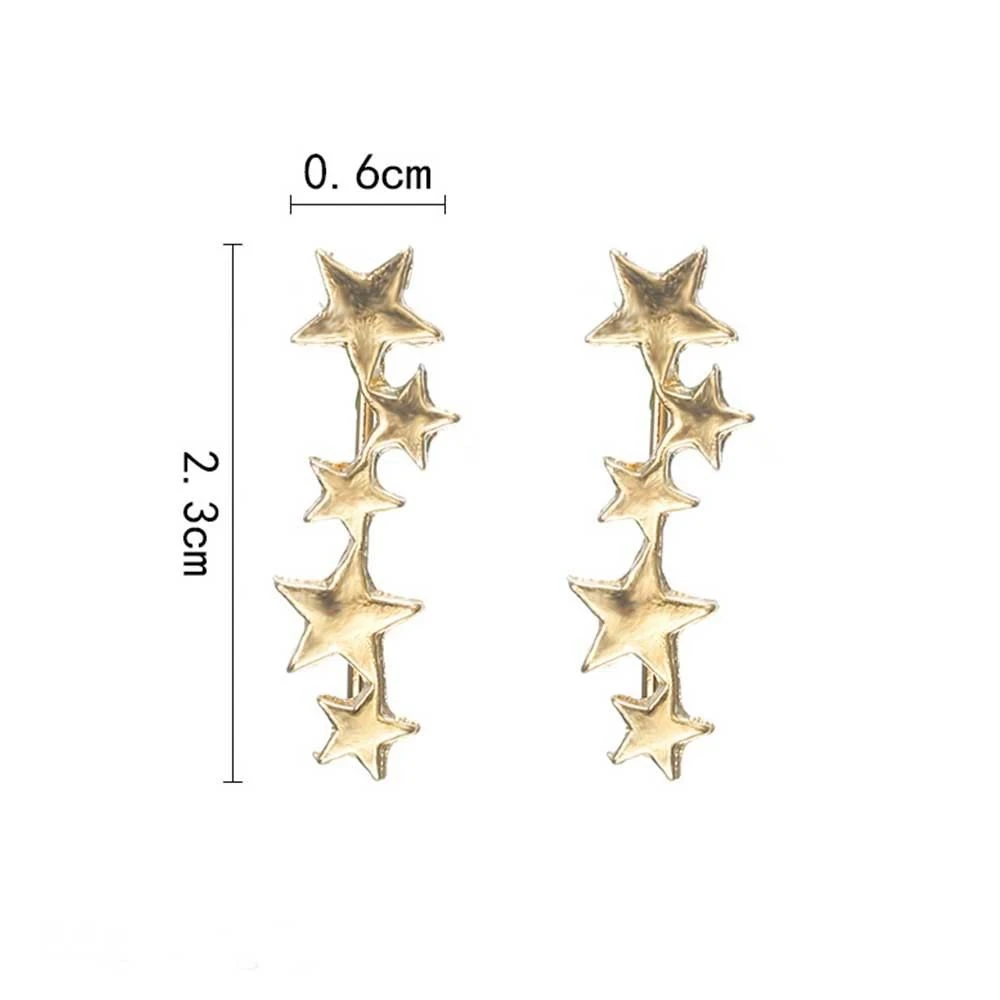Серьги-гвоздики со звездами, серьги-каффы для альпинизма, модные ювелирные изделия, подарки для женщин и девочек, ювелирные изделия на день рождения, серьги