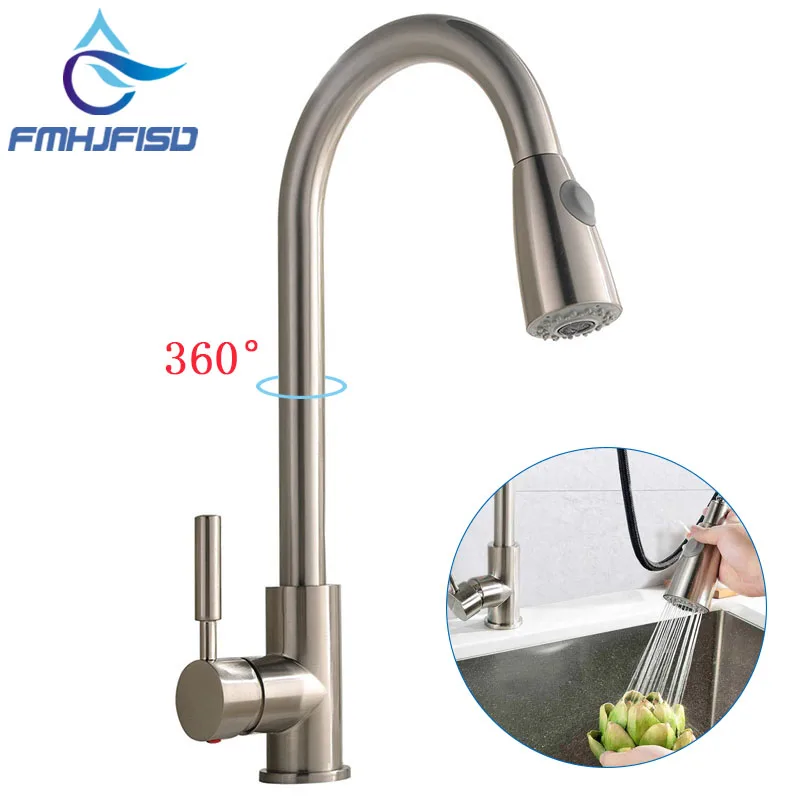 

Kitchen Faucet Chrome Brushed Nickel Pull Out Faucets Deck Mounted Sink Faucet Mixer Tap