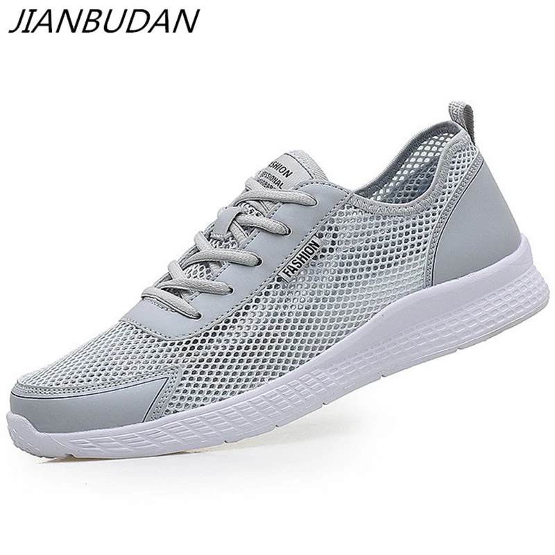 

JIANBUDAN Men's flat mesh casual shoes Summer breathable non-slip Single shoes Mesh comfortable sneakers Large size men's shoes