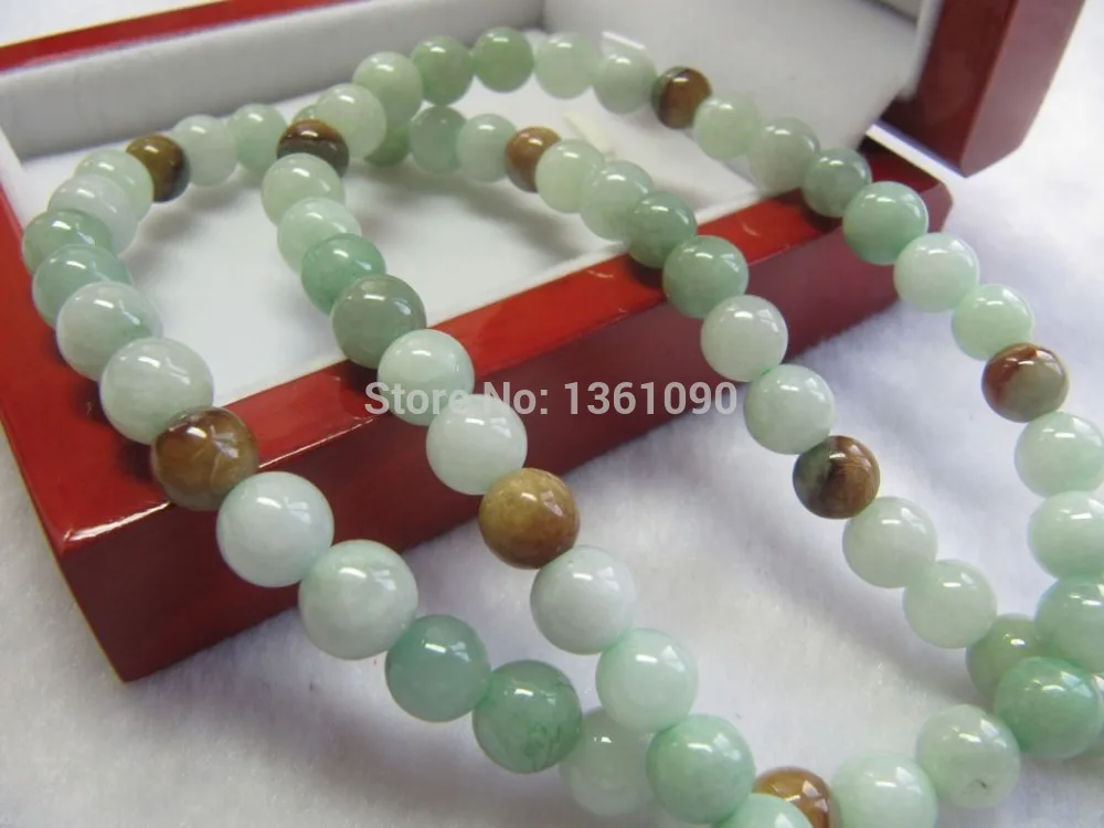 

000627 100% Natural Aqua Jade A Grade Jadeite Bead Necklace (A0501)