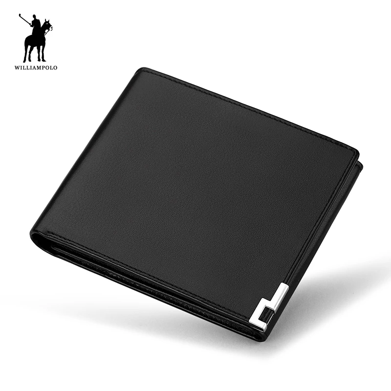 WILLIAMPOLO New Men Short Wallets Black Brown Bifold Wallet Mens Brand Leather Card Holder Monet ...