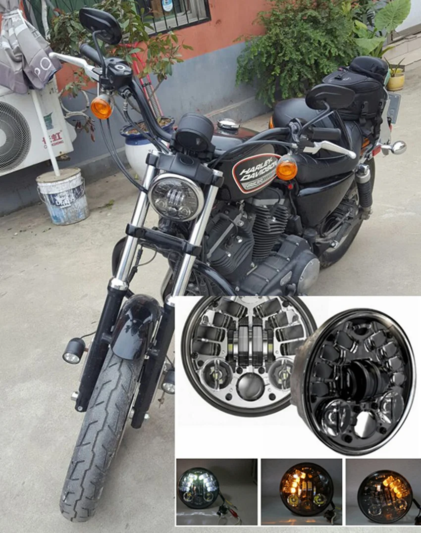 5.75" LED Projector Headlight Fit For Harley Sportster XL 883 Sportster