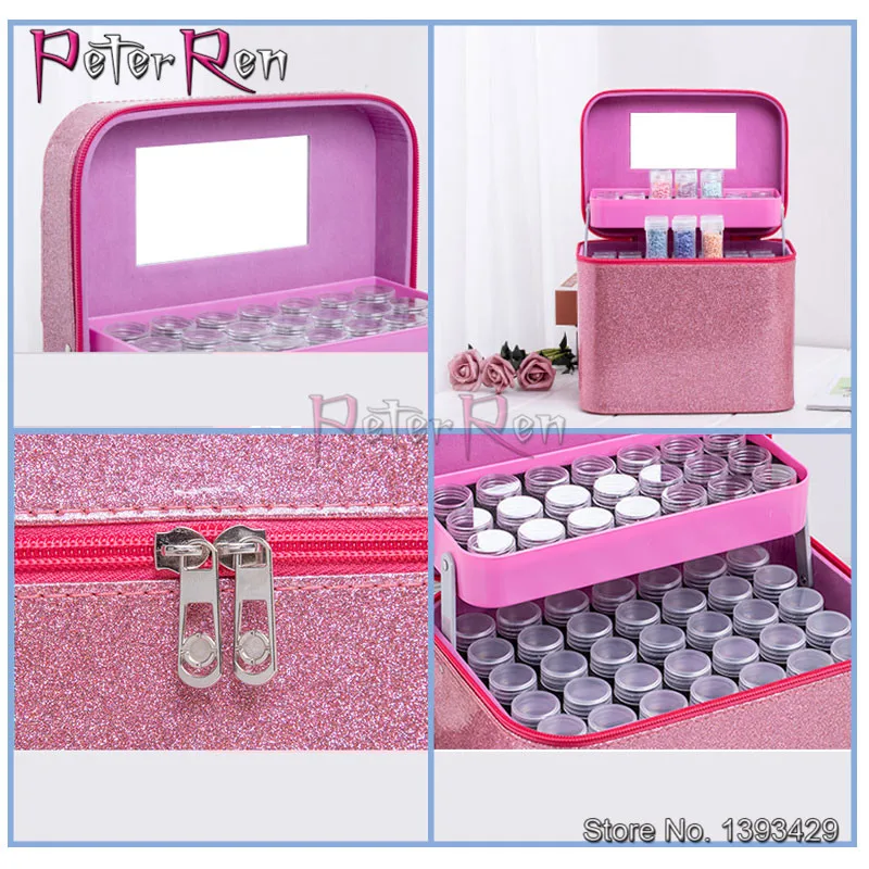 

126 Bottles Box Diamond Painting Tool Container Storage Box Diamond Craft Embroidery Accessories Tools Mosaic Bead Organizer Bag
