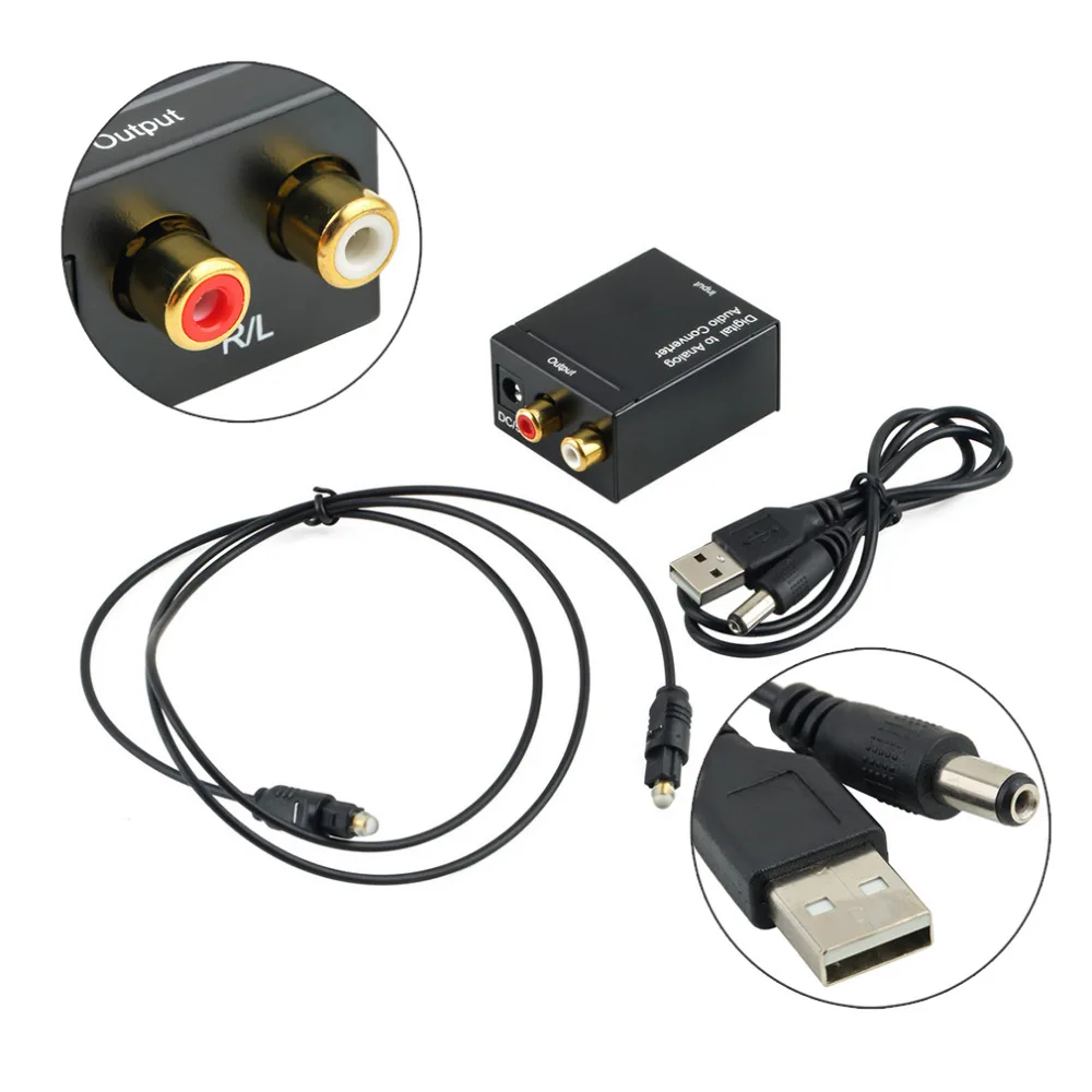 

Digital Optical Coaxial Toslink Signal to Analog Audio Converter Adapter RCA Digital To Analog Audio Converter Black