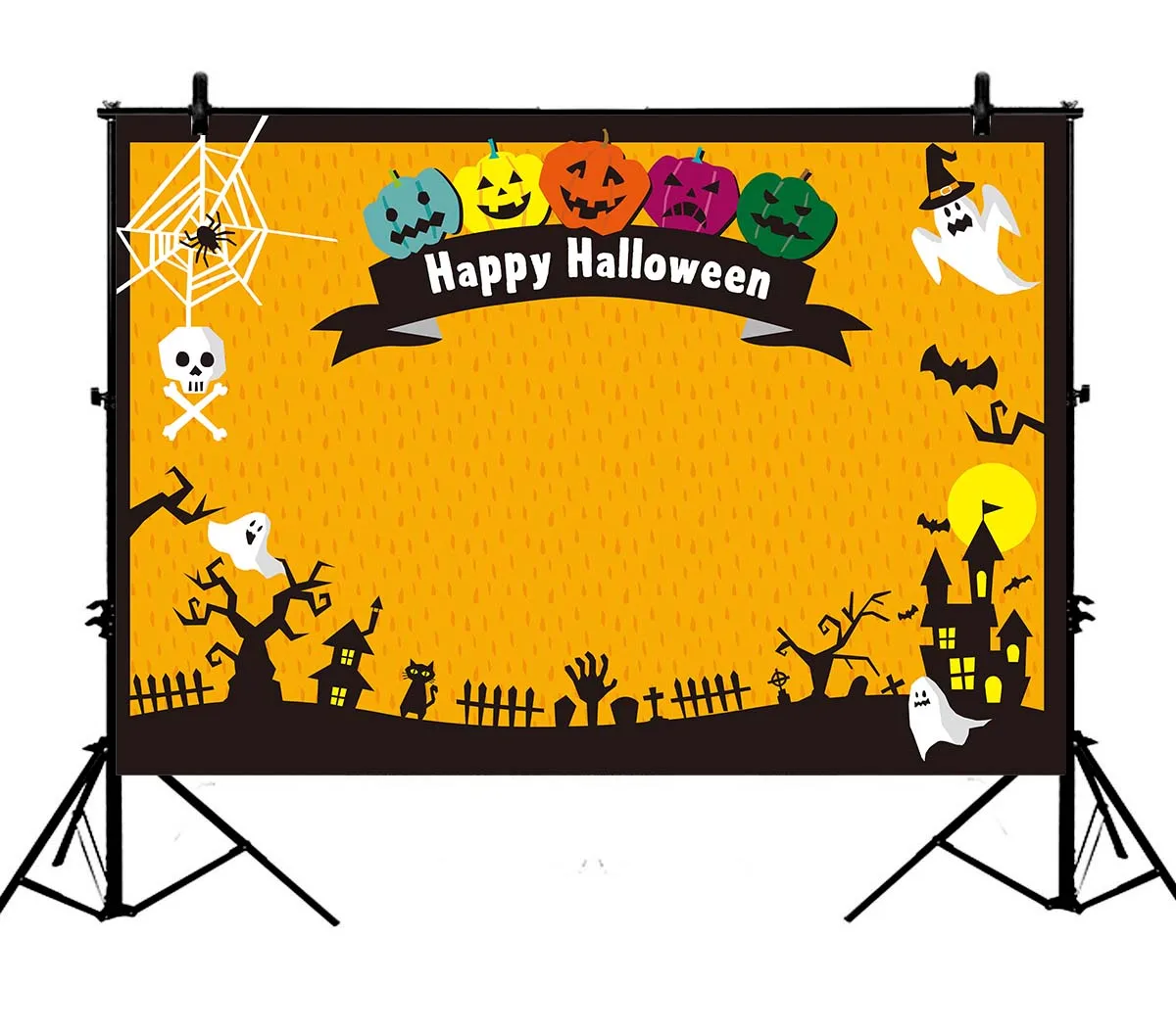 

5x7ft Cartoon Halloween Pumpkin Face Polyester Photo Background Portrait Backdrop
