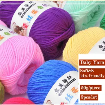 

57 colors Optional DIY Hand Knitting Baby Yarn Children Blended Wool Ideal for Scarf Hat Sweater Skin-friendly Yarn 250g(5pcs)
