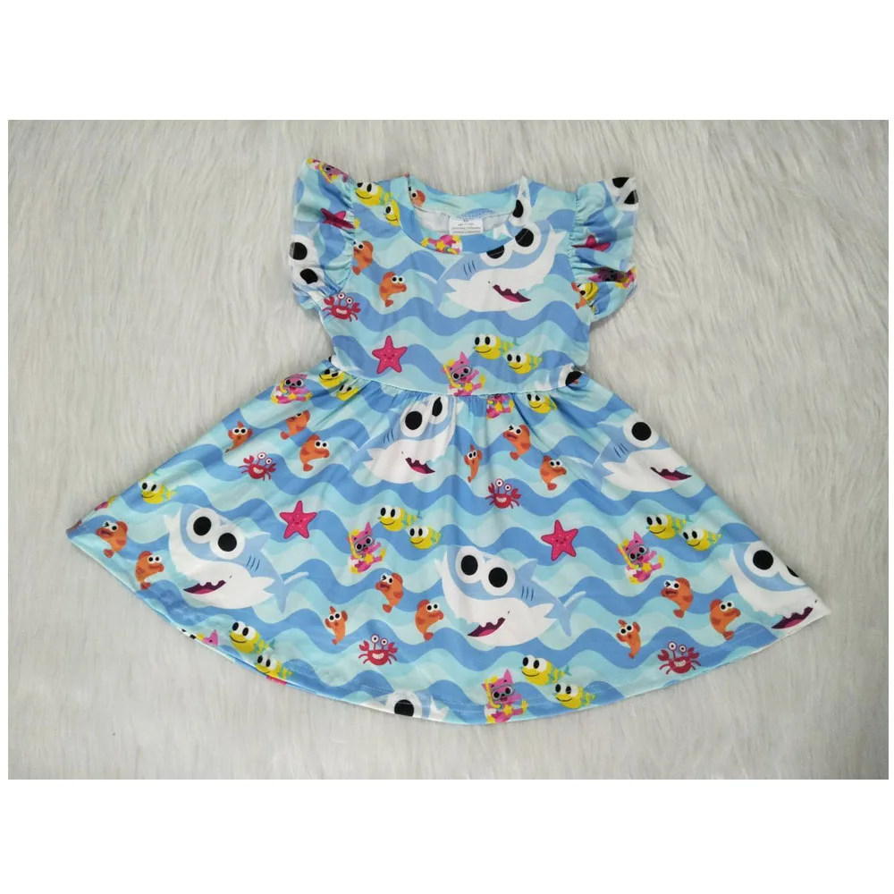 

2019 new cute animal small flying sleeve round neck dress