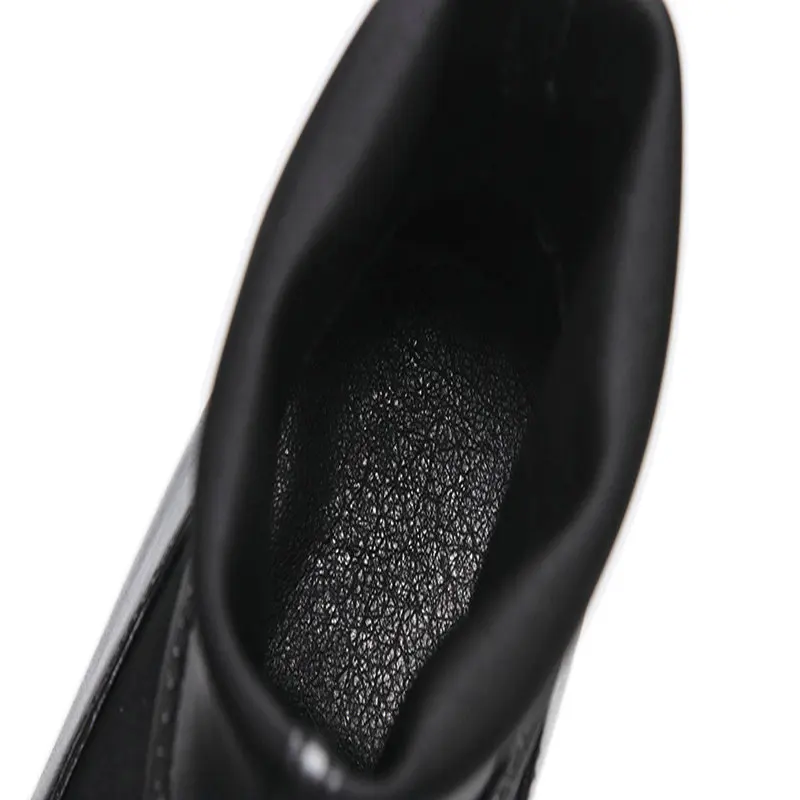 Zapatos Tobillo Vaca Primavera Grande Puntiaguda Talla 43 Boda Punta Alto Otoño Mujer Botas Cuero Fiesta Tacón Para Negro De H645tvqw