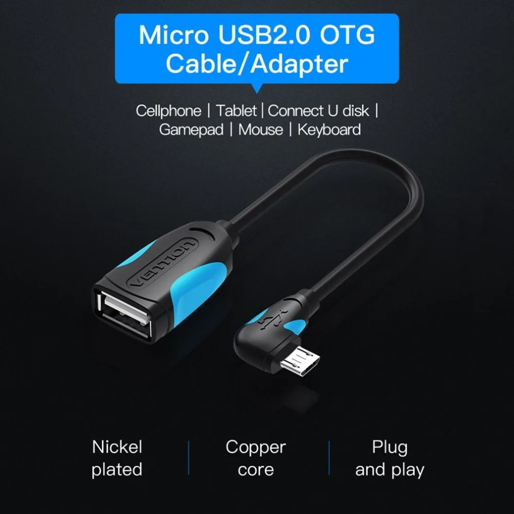 VENTION OTG кабель для передачи данных USB2.0 Micro 0 1 метр Android телефона планшета MP3/4 плеер