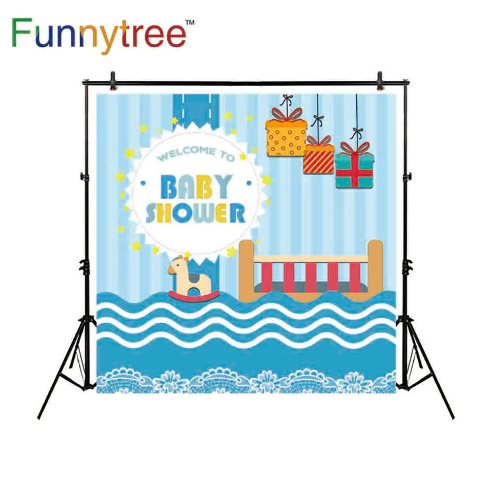 Funnytree фоны для фотостудии в полоску подарок baby shower кроватки фон для фотосъемки с рисунками photobooth фотосессия с принтом