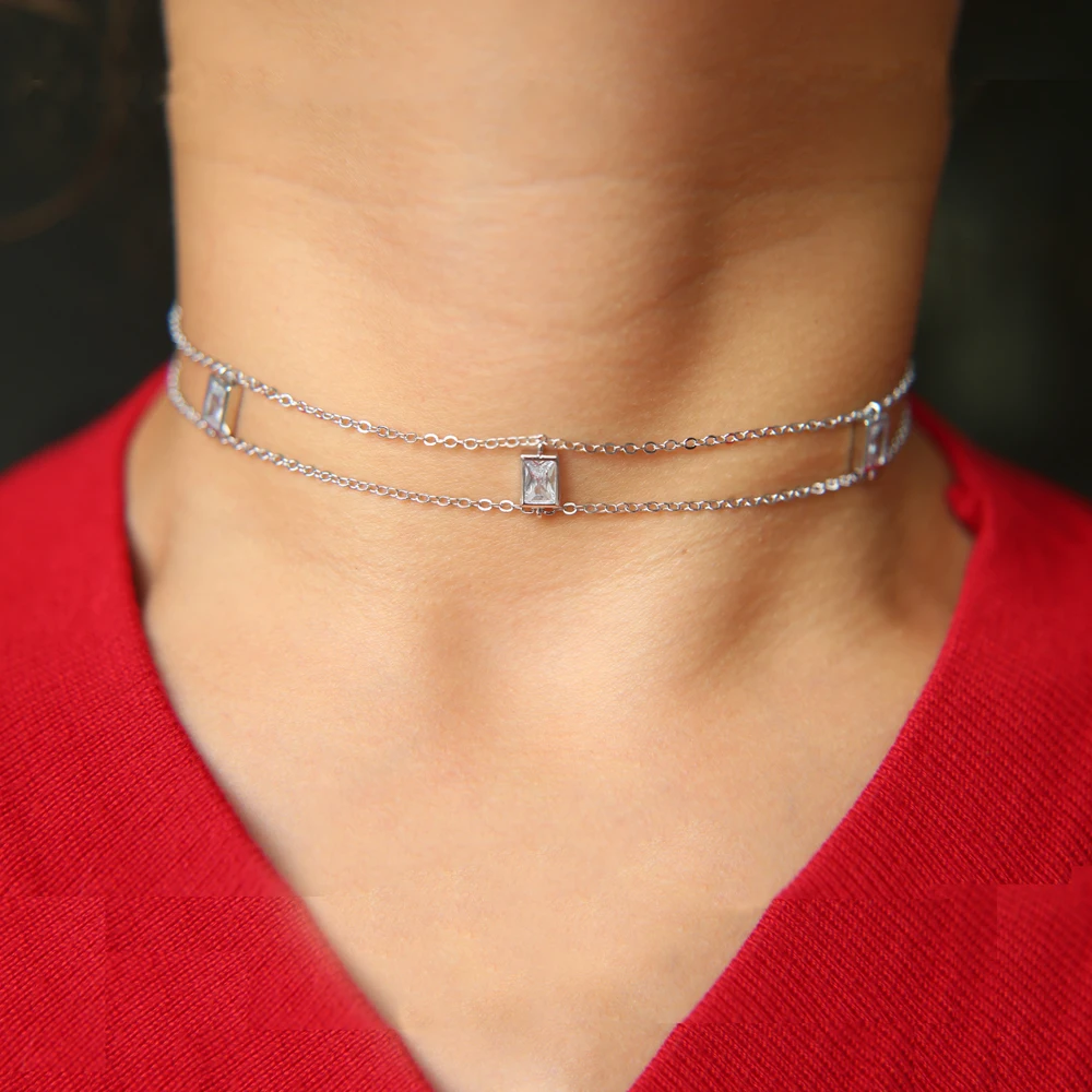 Buy 33+7cm 2017 fashion jewelry double chain choker