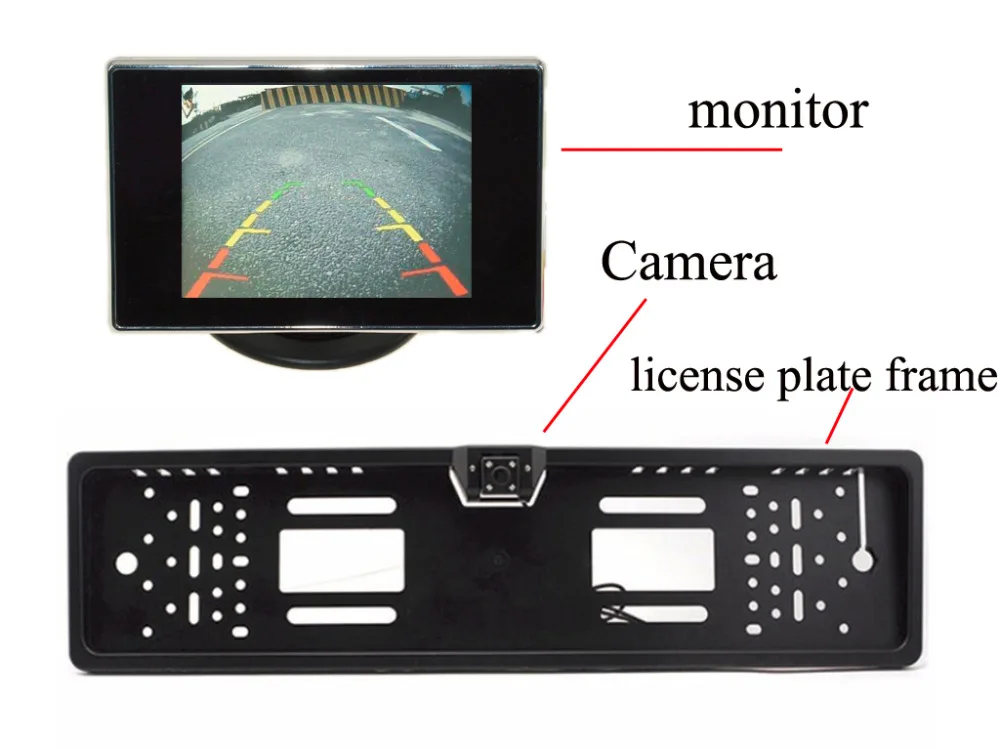 

Car Rear View Parking Assistance license plate frame with Night Vision camera Car Rear View Camera + 3.5 inch monitor
