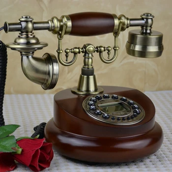 

FSK/DTMF Antique European Retro Landline Phone With Call ID Clock Ringtone Timing Function Fixed Telephone For Home Office Hotle