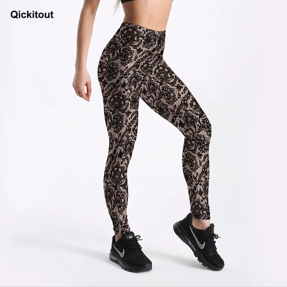 

Qickitout Autumn Style Fashion Women's Leggings Flowers Floral Snakeskin Mixed Printed Leggings Mid Waist Fitness Slim Leggings