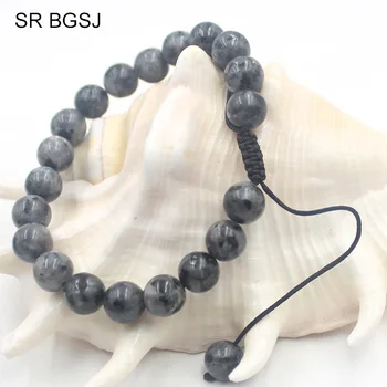 

Free Shipping 6mm 8mm 10mm Women Jewelry Gem Stone Round Larvikite Adjustable Yoga Nice Bracelet 7" 7.5" 8"