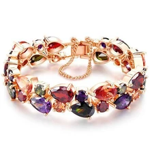 FYM Mona Lisa Brand 15cm Children Colorful Zircon Charm Bangle & Bracelet Mona Lisa Rose Gold Color Crystal bracelet Jewelry