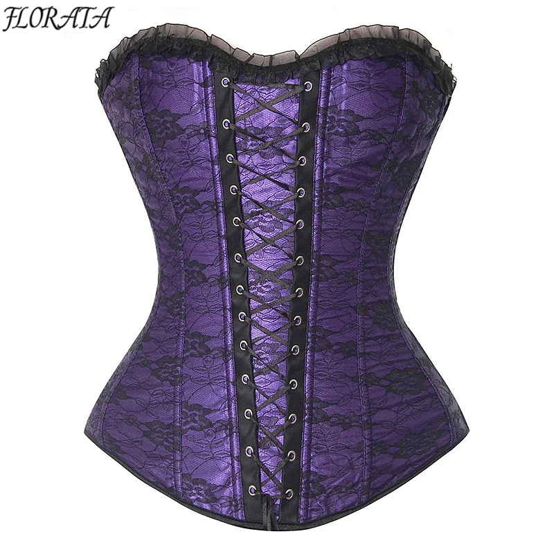 

NEW Woman's Corsets Bustiers Sexy Lingerie Overbust Tight Lacing Lace Up Corsets Waste Trainer Floral Paty Gothic Steampunk
