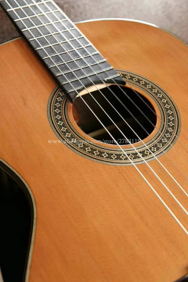 39 inch Handmade Spanish guitar,Finlay SOLID Cedar /Rosewood classical guitar with Nylon string,Acoustic guitarras+hard case