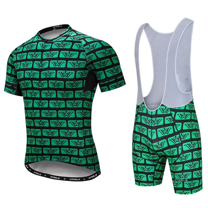 OTWZLS 100 Polyester Men Green Cycling Jersey Set Maillot Ropa