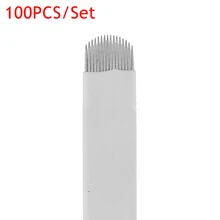 100 шт. Stianless медицинская одноразовая игла для перманентного макияжа ручное лезвие U16 ручка для татуажа бровей Micro лопаток иглы татуировки Советы