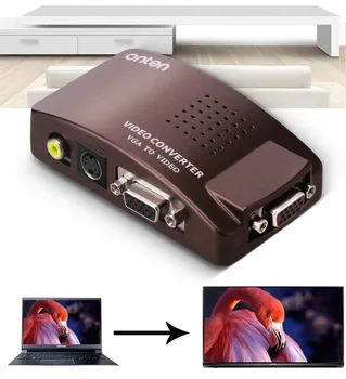 

ONTEN VGA to Video,PC Laptop VGA to TV RCA TV LCD Monitor Composite S-video Adapter Converter Box,Notebook Computer to TV