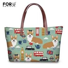 FORUDESIGNS Corgi в лондонском дизайне сумки для женщин большой емкости Tote Наплечные сумки женские сумки для Покупок Сумка Bolsa