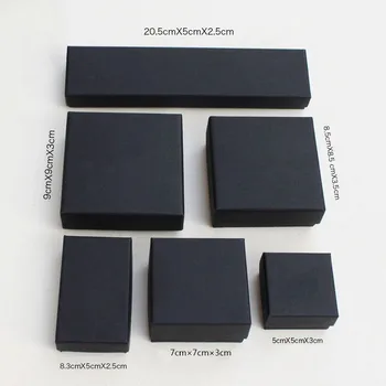 

4Pcs Black jewelry gift box Wedding Ring Earrings Necklace Bracelet Display Box Gift Boxes Holder Black Paper Packaging box