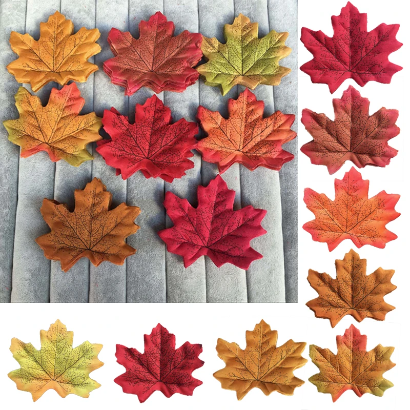 Buy 100Pcs/pack Plants Artificial Maple Leaves Fake Leaf For Scrapbooking