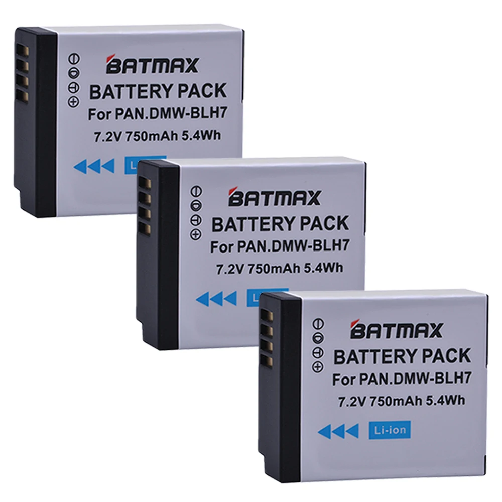 Batmax 3Pc Dmw-Blh7 Blh7 Dmw-Blh7Pp Dmw-Blh7E Batterie Per Foto/Videocamera Per Panasonic Lumix Dmc-Dmc-Gm1 Gm1 Dmc-Gm5 Gm5 Dmc-Gf7 Gf7 Dmc-Gf8 Gf8