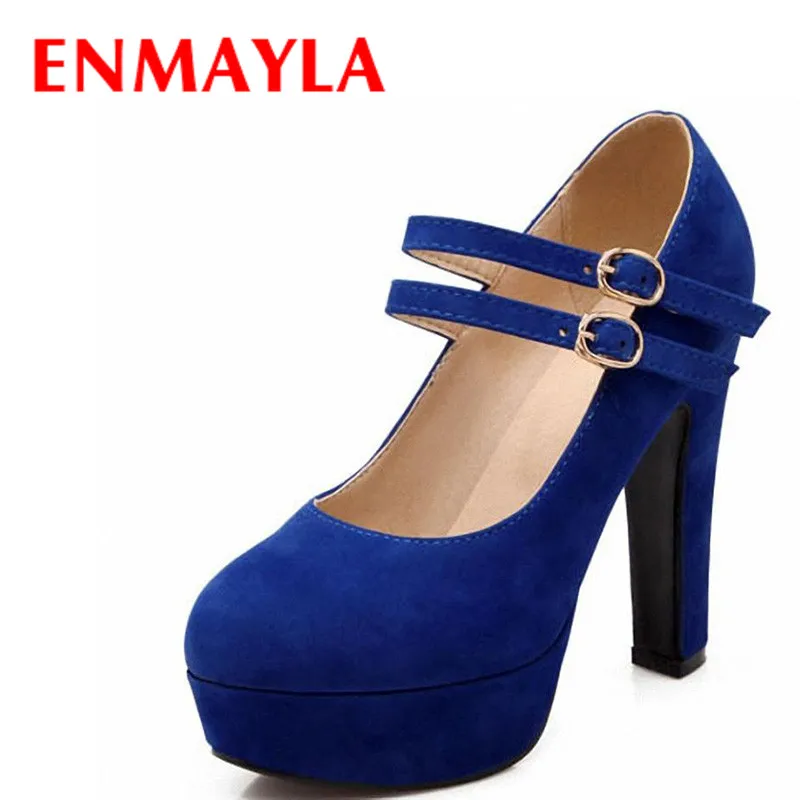 

ENMAYER Hot! Mary Janes 2015 sexy fashion High shoes women wedding shoes Round Toe platform pumps shoes size34-37 women pumps
