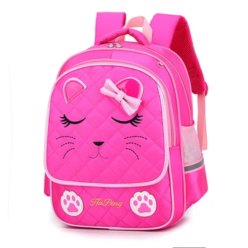 

Cute Cartoon Cat Girls School Bags Princess Pink Nylon Children Backpacks For Primary School Students Schoolbag Kids Satchels