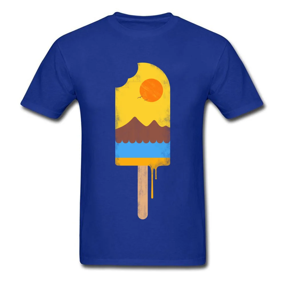 Summer Natural Ice Cream Short Sleeve Tops Shirts Father Day O Neck Pure Cotton Men T-Shirt Street Clothing Shirt Prevailing Summer Natural Ice Cream blue