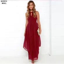 

North Wall summer dress woman long elegant irregular chiffon dress backless sexy dress maxi dress